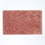 Tapis de bain antidérapant zigzag en relief en 100% Microfibre Rose, 50 x 80 cm - Rose - Homescapes