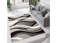 Tapiso dream tapis moderne abstrait ondes vagues noir gris blanc 140 x 200 cm T966A DARK GRAY 1,40-2,00 CHEAP PP CRM