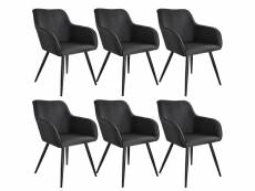 Tectake 6 chaises marilyn aspect lin noir - noir 404084