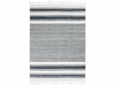 Terra cotton lignes - tapis 100% coton lignes noir-gris-blanc