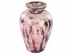 Vase décoratif en terre cuite 34 cm violet et beige amathus 372607