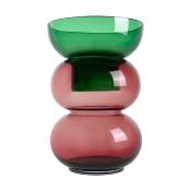 Vase en verre vert et rose 26x39,5 cm Bubble Flip XL