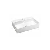 Vasque céramique rectangulaire à poser/fixer SANTOÑA - Blanc Brillant - L600 x l420 x H130 mm - Bathco