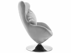 Vidaxl fauteuil pivotant en forme d’œuf et coussin gris clair velours