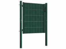 Vidaxl portail de clôture pvc et acier 100x81 cm vert 145227