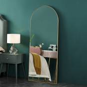 163 x 54 cm Miroir sur Toute la Longueur, cadre en bois Miroir sur Pied, Miroir sur Pied Lisse arqué, Grand Miroir Mural pour Chambre à Coucher,