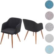 2x chaise de salle à manger HW C-D71, chaise de cuisine, design rétro, accoudoirs, tissu - gris anthracite