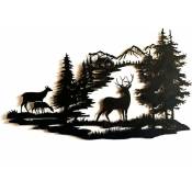 Aiducho - Forest Deer Scene Mur Art Metal Mountain