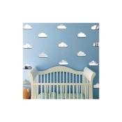 Ambiance-sticker - Pack de 10 nuages en papier adhésifs 3D métal argentés - Autocollants stickers adhésifs effet miroir - multicolore