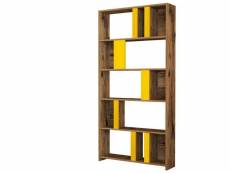 Bibliothèque respenda 90x180cm bois naturel et jaune