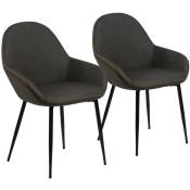 Bobochic - Chaise et fauteuil de table xs - Lot de 2 fauteuils de table candice simili - Gris foncé