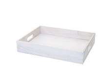 Boîte en bois hwc-c20, style shabby ~ 40x30x7cm, blanc