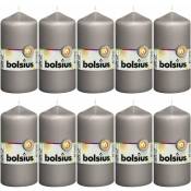 Bolsius - Bougies pilier 10 pcs 120x58 mm Gris chaud Grey