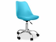 Chaise de bureau à roulettes - chaise de bureau pivotante - tulip bleu clair