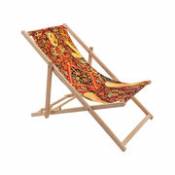 Chaise longue pliable inclinable Toiletpaper bois & toile multicolore / Lady on carpet - Seletti multicolore en bois