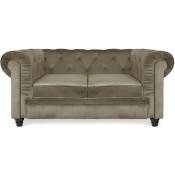 Chesterfield canapé 2 places - Velours Taupe