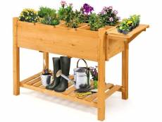 Costway jardinière surélevée en bois,lit de culture pour légumes fleurs,pour le jardin la terrasse ou le balcon, plateau pour outils de jardinage