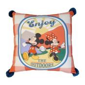Coussin Disney Mickey & Minnie avec pompon -Enjoy- The Outdoors - 45x45 cm