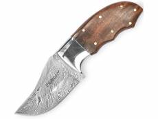Couteau de chasse damassé avec lame de 7,62 cm marron gris