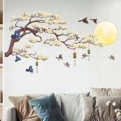 Ensoleille - Stickers muraux coucher de soleil arbre magnolia peints à la main maison salon étude chambre stickers muraux-Ensoleillé