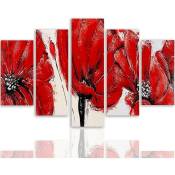 Feeby - Tableau fleurs rouges - 250 x 120 cm - Rouge