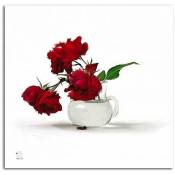 Feeby - Tableau roses rouges dans un vase - 20 x 20 cm - Rouge