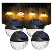Galozzoit - Lampe solaire-Lot de 4 led Lampes Solaire Applique Murale Extérieur IP65 Étanche Éclairage Mural Décorative Lumière Blanc Chaud, Lampe de