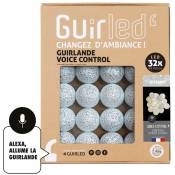 Guirled - Diamant (Argent) Commande Vocale Guirlande lumineuse boules coton Google & Alexa 32 boules - 32 boules