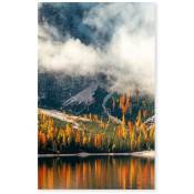 Hxadeco - Tableau Montagne et lac en automne - 50x80cm
