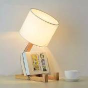 Ineasicer - Lampe de Chevet Robot,Lampes de Table Créatives avec Base Bois Ajustable,Salon Lampe de Bureau Moderne E27 avec Abat-jour Tissu,Lampes