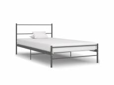 Inedit lits et accessoires famille panama cadre de lit gris métal 90 x 200 cm