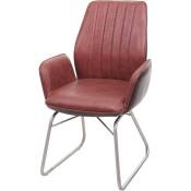 [JAMAIS UTILISÉ] Chaise de salle à manger HHG-923, fauteuil, basculant, semi-cuir, tissu, acier inox brossé brun, aspect daim - brown