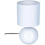 Lampe céramique Timéo blanc brillant H25cm Atmosphera créateur d'intérieur - Blanc