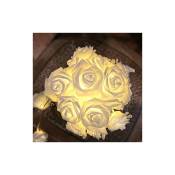 Led guirlandes lumineuses roses blanches - 5 m à 50Flowers Blanc Chaud Rose Light Chain Power Décoration pour la chambre des filles, mariage,