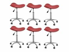 Lot de chaises pivotantes de salle à manger 6 pcs bordeaux similicuir - rouge - 44 x 44 x 57 cm