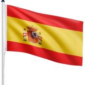 Mât de drapeau télescopique en aluminium, 6,50 m, réglable en hauteur sur 5 positions, 30 drapeaux au choix, set complet avec douille de sol, Espagne
