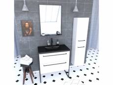 Meuble de salle de bain 80x50 cm - 2 tiroirs blanc