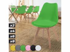 Miadomodo® chaises de salle à manger scandinaves - set de 6, assise rembourré, pieds en bois hêtre, style moderne rétro, vert - chaise pour salon, cha