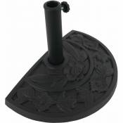 Pied de parasol semi-circulaire plaque en pierre artificielle - noir
