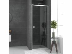Porte de douche pivotante ajustable de 69 à 80cm en alu. Blanc et verre transparent - whity pivot