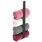 Porte-serviettes sans perçage, en inox, ne rouille pas, barre autoadhésive pour la salle de bain, 36 cm, noir - Relaxdays