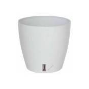 Pot en plastique rond avec réserve d'eau 25.5 cm Eva - Blanc
