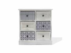 Rebecca mobili commode salle de bain blanc gris rétro,6 tiroirs, bois mdf paulownia, compact 59.5x55.5x25 cm RE6605