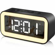 RHAFAYRE Réveil Numérique, Horloge Numérique LED avec Veilleuse Réglable Lumière Fonction Snooze 2 Alarme 12/24Hr Alimenté par USB Reveil Numerique