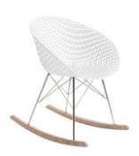 Rocking chair Smatrik / Patins bois - Kartell blanc en métal