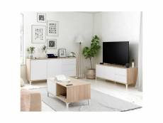 Séjour complet blanc-chêne - meza - meuble tv : l
