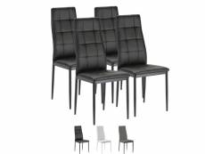 Set de 4 chaises salon chelsea tapissées noir,42 cm