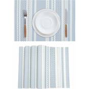 Sets de table en vinyle tissé durable : antidérapants, résistants à la chaleur, faciles à nettoyer (4 pièces, 12 x 18, bleu ciel)
