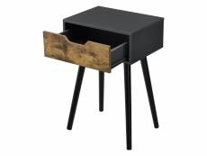 Table basse pour salon meuble tiroir pvc 60 cm noir