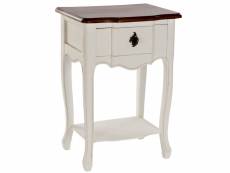 Table d'appoint en bois de paulownia coloris blanc,